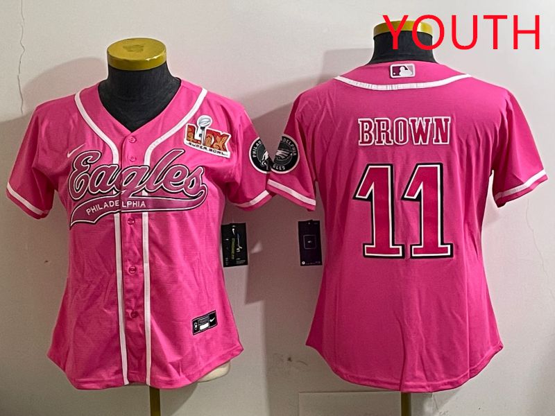 Youth Philadelphia Eagles #11 Brown Pink Jointly Name 2025 Nike Limited NFL Jersey style 2->youth nfl jersey->Youth Jersey